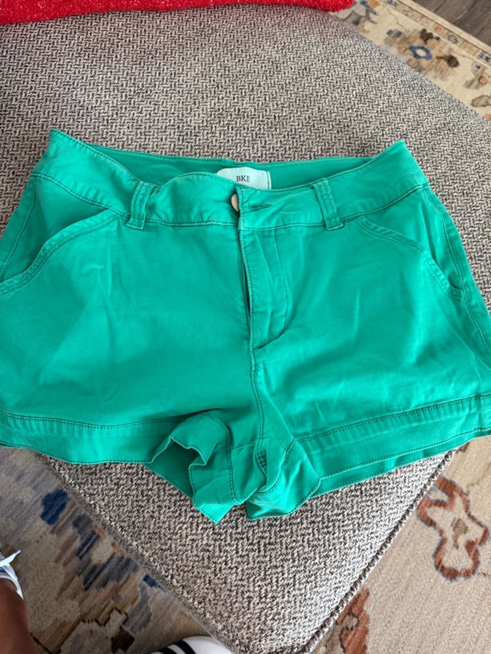 BKE Women's Bright Teal Cotton Blend Jean Shorts